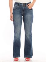 Jeans Recto Tiro Alto Pretina 2 Botones