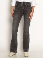 Jeans Flare Tiro Alto Pretina Media con 2 Botones