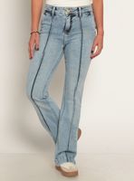 Jeans Flare Alforza Tiro Alto