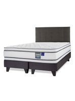 Cama Europea Majesty 2 Plazas Base Dividida Grafito + Respaldo Design Grafito