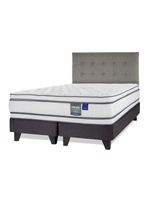 Cama Europea Majesty 2 Plazas Base Dividida Grafito + Respaldo Design Gris