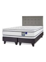 Cama Europea Majesty King Base Dividida Grafito + Respaldo Design Gris