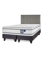 Cama Europea Majesty Súper King Base Dividida Grafito + Respaldo Design Gris