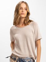 Polera Amy Tejida Manga Corta Beige