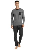 Pijama Básico Color Block Algodón Manga Larga