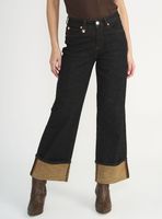 Jeans Wide Raw Turn Up Castaño