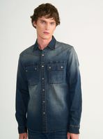 Camisa Denim Manga Larga Bolsillo Tapas Oxidado