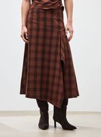 Falda Maxi Asimétrica Diseño Cuadros