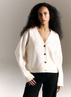 Cárdigan Holgado con Rombos de Tachas y Botones Metalizados