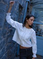 Blusa Pliegues Botón White