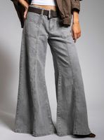 Jeans Ancho Tiro Medio Gris