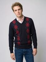 Sweater Fantasía Rombos Merino Cuello en V