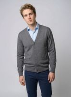Cardigan Liso Manga Larga Merino Italiano