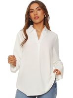 Blusa Manga Larga Escote V con Cuello