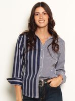 Blusa Manga 3/4 con Bolsillo Abotonada