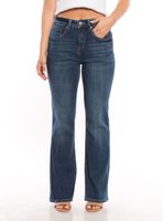 Jeans Recto Tiro Alto Pretina de 1 Botón