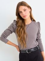 Polera Lisa de Escote Redondo Regular Manga Larga