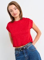 Polera sin Mangas Pretina con Elástico Tela Texturada