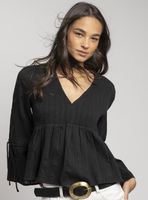 Blusa Cuello V Rosa Negro