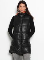 Parka Ecocuero con Cierre en Delantero y Bolsillos