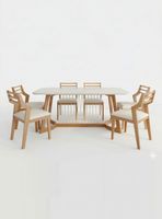 Juego de Comedor Tulipa Madera 1.8 + 6 Sillas Damasco