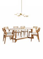 Juego de Comedor Tulipa 2.2 Madera + 6 Sillas Damasco