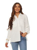 Blusa Abotonada en Delantero con Bolsillos Delantero