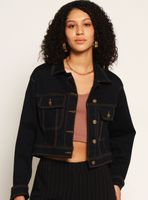 Chaqueta Manga Larga Denim con Bolsillos con Botón