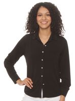 Blusa Abotonada en Delantero Aplicación en Cuello