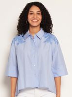 Blusa Listada Manga 3/4 con Bordado