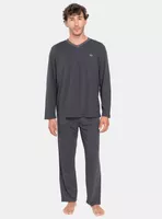 Pijama Largo Jersey Algodón Cuello Redondo