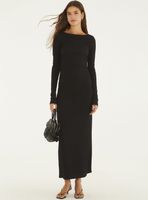 Vestido Midi Manga Larga con Espalda Escotada