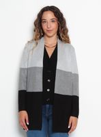 Chaleco Manga Larga Listado Ancho con Bolsillos C2