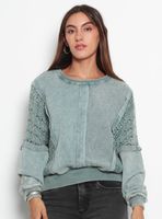 Sweater Manga Larga Sólido con Aplicación