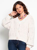 Chaleco Manga Larga Chenille Abotonada en Delantero