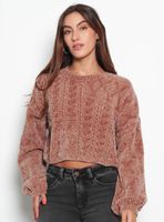 Sweater Chenille Manga Larga Escote Redondo