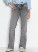 Jeans Recto Tiro Alto Pretina Básica 1 Botón