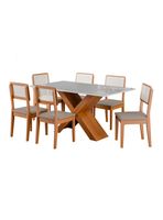 Juego de Comedor Dubai 6 Sillas + Mesa Rectangular Blanco