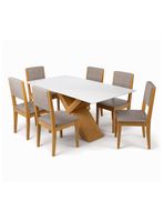 Juego de Comedor Dubai 6 Sillas + Mesa Rectangular Blanco