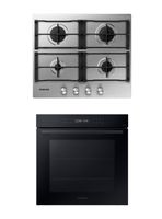 Kit Empotrable Encimera a Gas 4 Quemadores Gris + Horno Eléctrico 76 Litros Negro con Wi-Fi