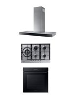 Kit Empotrable Campana 90 cm + Encimera a Gas 5 Quemadores + Horno Eléctrico 76 Litros con Wi-Fi