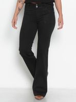 Jeans Cargo Flare Tiro Alto Pretina Media con Botones