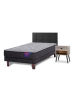 Cama Europea Therapedic Plus 1.5 Plazas + Respaldo Royal + Velador Rock