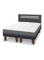 Cama Europea Anatomic Base Dividida 2 Plazas + Respaldo Munich Gris