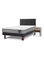 Cama Europea Star 1.5 Plazas x 200 cm + Repaldo Royal + Velador Rock