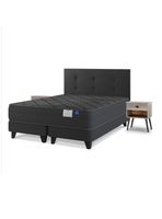 Cama Europea 2 Plazas Black Base Dividida + Respaldo + Veladores