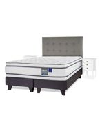 Cama Europea Majesty King + Respaldo Gris + Velador Roma