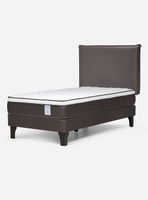 Cama Europea New style 4 1.5 Plazas + Respaldo Maurice Chocolate
