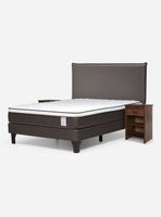 Cama Europea New style 4 2 Plazas + Respaldo + Veladores Maurice