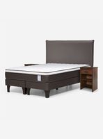 Cama Europea New style 4 2 Plazas Base Dividida + Respaldo + Veladores Maurice